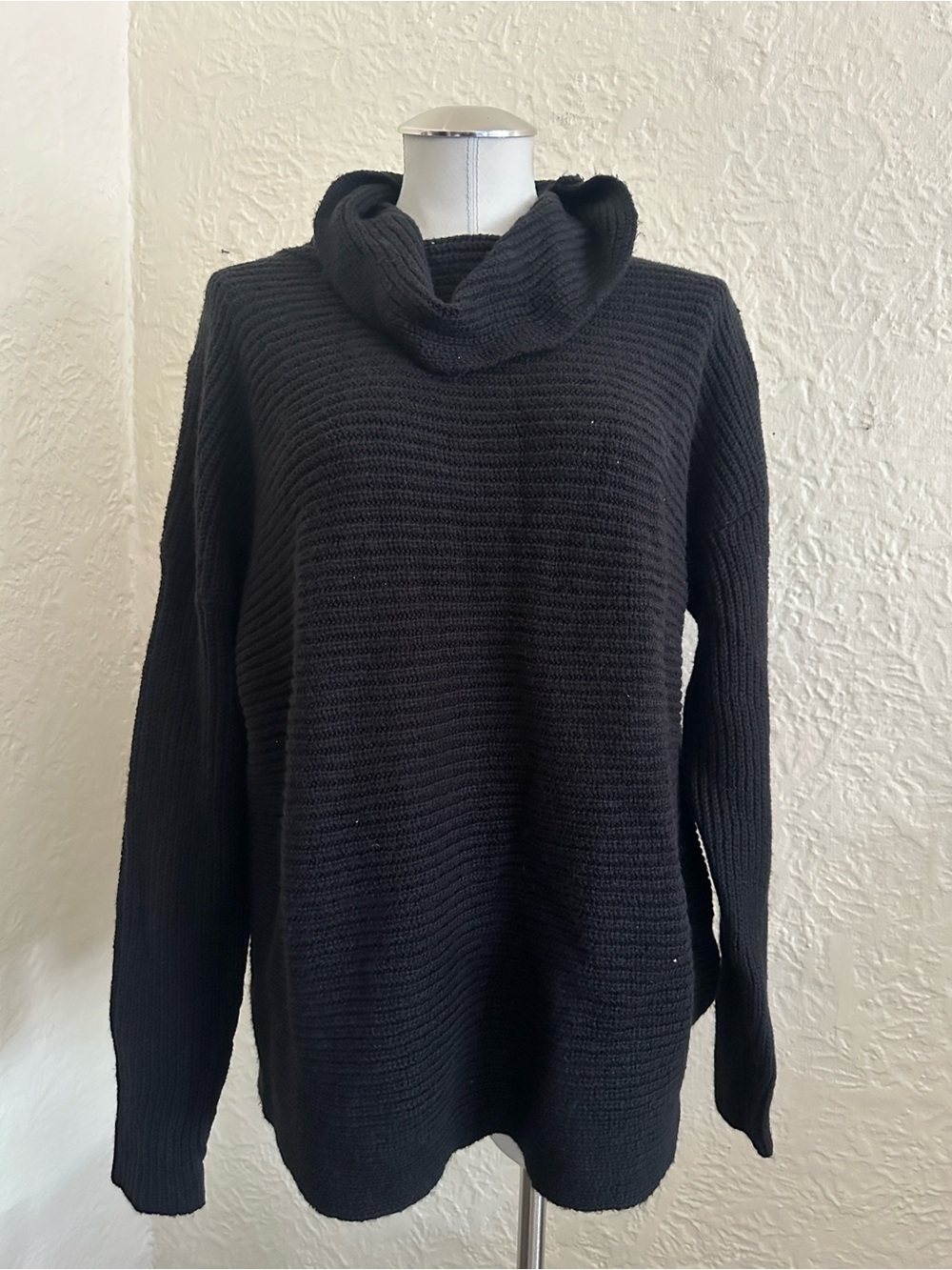J. Crew Black Cowl Turtleneck Sweater NWT Medium Oversized